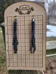 Iridescent Blue Seed Bead Fringe Earrings