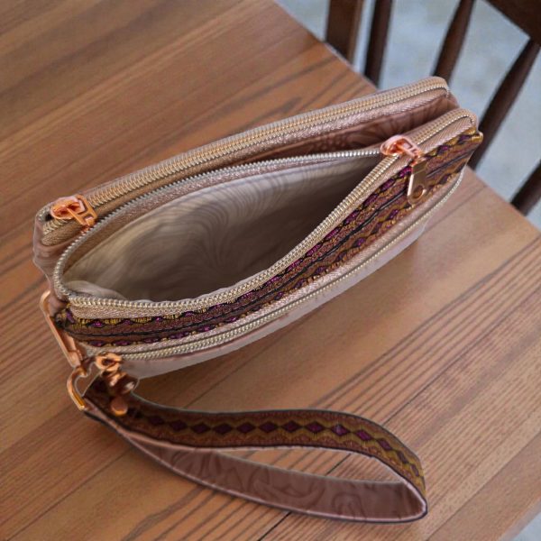 Triple Zipper Wristlet Bag
