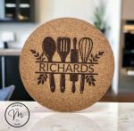 Personalized Kitchen Utensil Cork Pot Holder Trivet