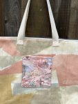 Abstract Art Cotton Tote Bag: Floral Inside and Front Pocket, Coin Purse