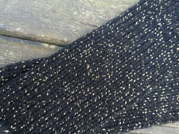 Black Gold Metallic Glitter Knitted Fingerless Gloves Armwarmer