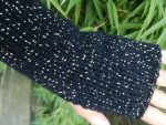 Black Gold Metallic Glitter Knitted Fingerless Gloves Armwarmer
