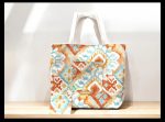 Abstract Cotton Tote Bag- Inside and Front Pocket, Coin Purse