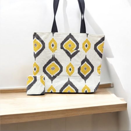 Ikat Diamond Cotton Tote Bag – Inside and Front pocket with Coin Purse