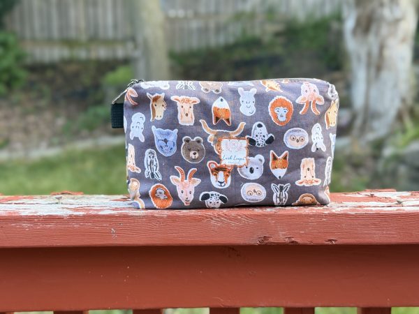 Handmade Cotton Boxy Pouch | Animal Print Travel Organizer
