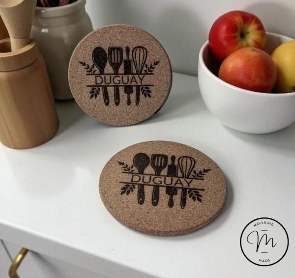 Personalized Kitchen Utensil Cork Pot Holder Trivet