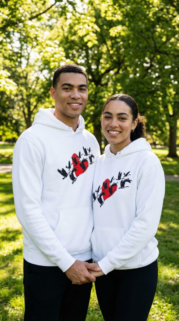 Flight Birds White Valentine Hoodie
