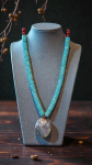 Handcrafted Turquoise, Coral & Abalone Pendant Necklace - Indigenous Design