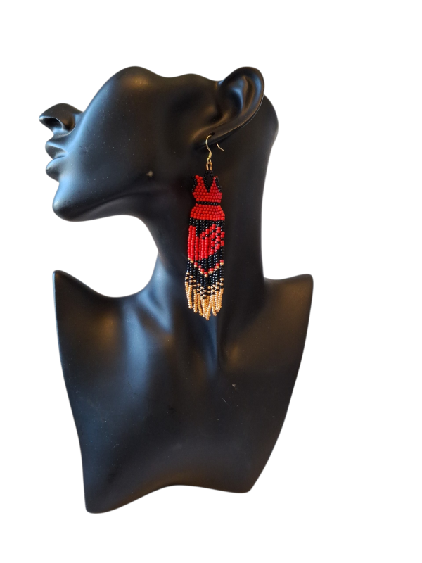 MMIWG Beaded Earrings ~ Handmade Red Dress Fringe in First Nations, Metis and Inuit Style