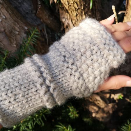 Sustainable Gray Knit Gloves Recycled Poly Re-spun