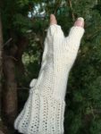 Easter Bunny Rabbit Cream Aran HandKnit Fingerless Gloves Mittens