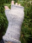 Sustainable Thick Gray Fingerless Knit Gloves Mittens