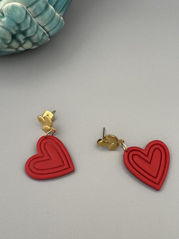 Red Heart Dangle Earrings