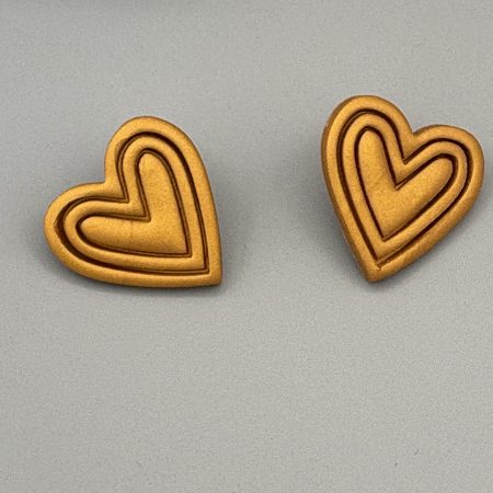 Gold Heart Stud Earrings