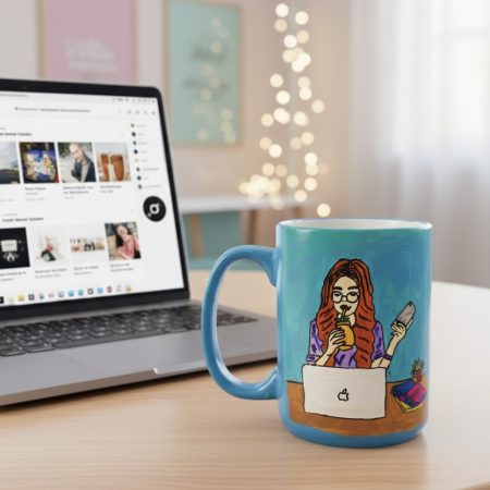Handpainted Social Media Girl Mug