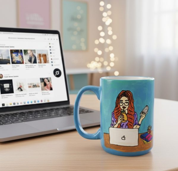 Handpainted Social Media Girl Mug