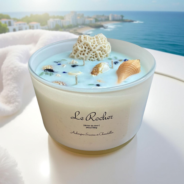 Seabreeze Soy Candle - Bougie ¨Le Rocher¨, 24 oz soy wax