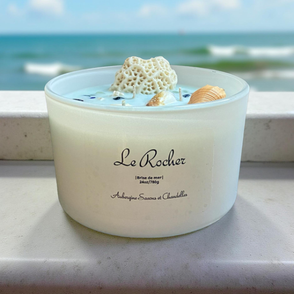 Seabreeze Soy Candle - Bougie ¨Le Rocher¨, 24 oz soy wax