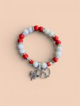Canada Red and White bracelet with maple leaf and heart pendants