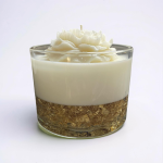 Wedding Guest Table, Decorative White & Gold Peony Candle, 24 oz