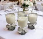 Wedding Guests Table, Hobnail wine glass candle, 21 oz