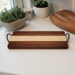 Walnut and Curly Maple Charcuterie with Black Handles