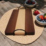 Walnut and Curly Maple Charcuterie with Black Handles
