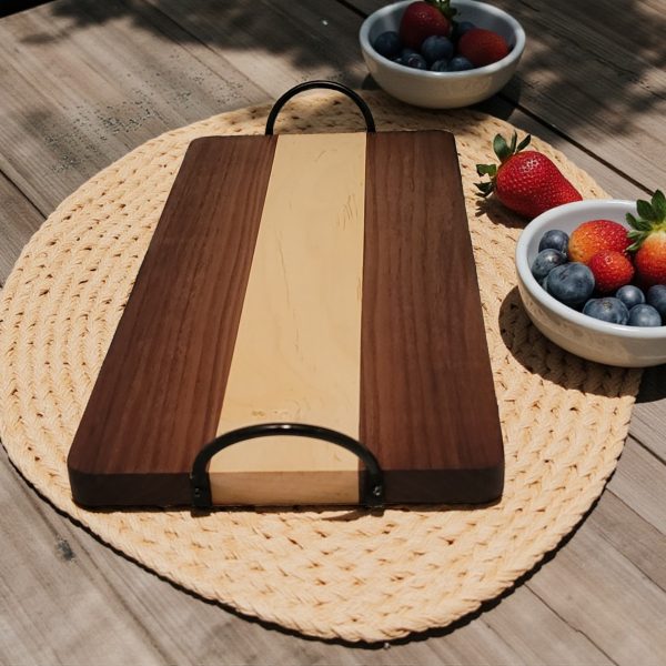 Walnut and Curly Maple Charcuterie with Black Handles