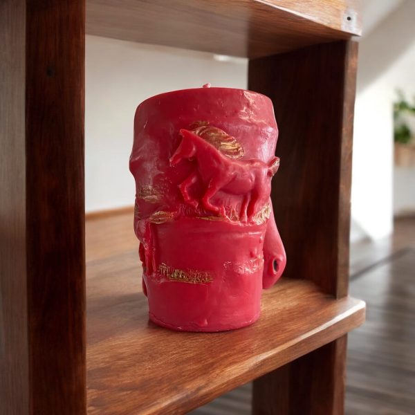 Red Fire Horse Pillar Candle – Cocosoy Wax – Fireside Fragrance – 2026 Good Fortune Decor