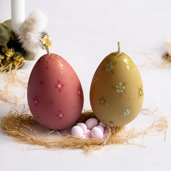 Easter Egg Pillar Candles – Cocosol Soy Wax with Vanilla Orchid Fragrance – Handcrafted Spring Decor