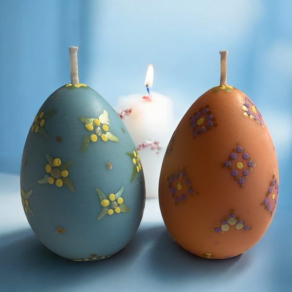 Easter Egg Pillar Candles – Cocosol Soy Wax with Vanilla Orchid Fragrance – Handcrafted Spring Decor