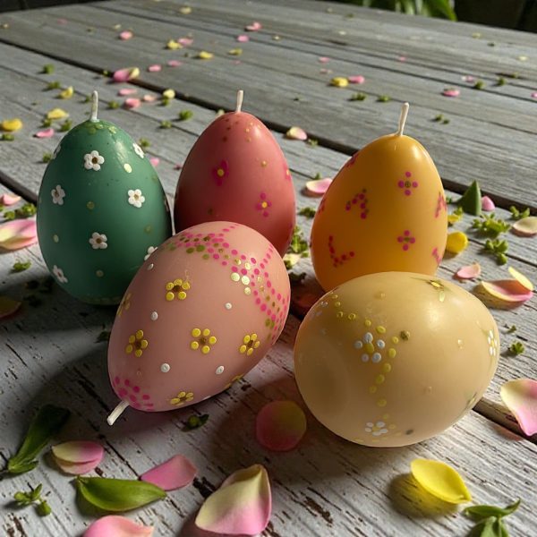 Easter Egg Pillar Candles – Cocosol Soy Wax with Vanilla Orchid Fragrance – Handcrafted Spring Decor