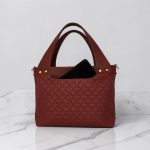 Burgundy Quilted Faux Leather Tote Bag, Gold Hardware, Medium Work Bag