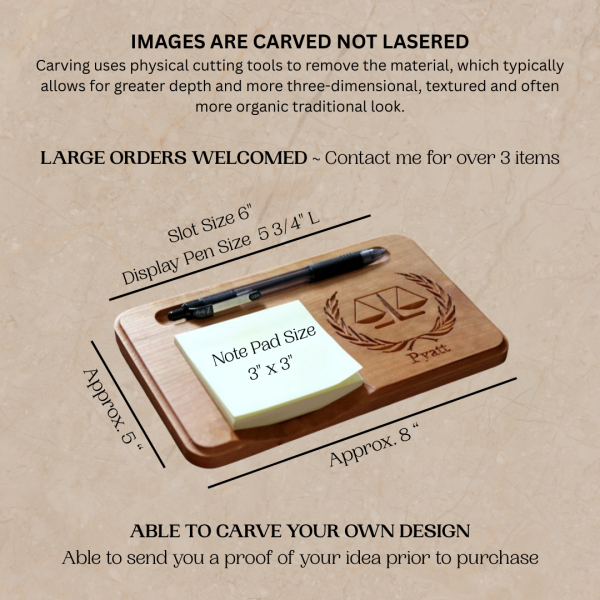 Lawyer Sticky Note Holder, Judge Gift, Personalized Sticky Note Holder & Pen, Wooden Sticky Note Holder