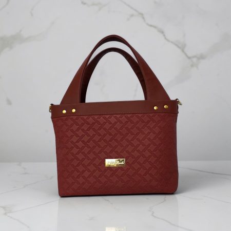 Burgundy Quilted Faux Leather Tote Bag, Gold Hardware, Medium Work Bag