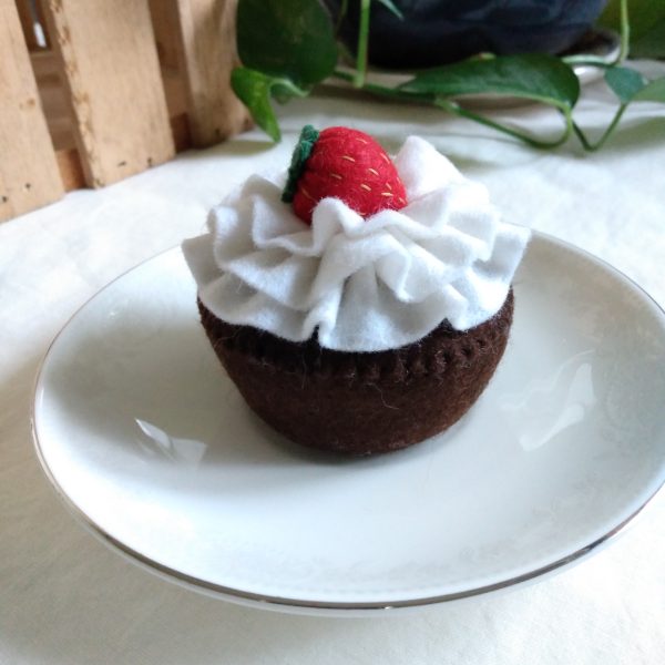 Wool Felt Strawberry Cupcake | Imaginative Play | Tea Party