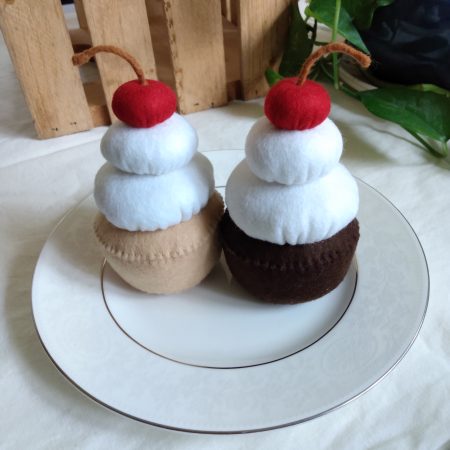 Wool Felt Cherry Cupcake | Imaginative Play | Tea Party