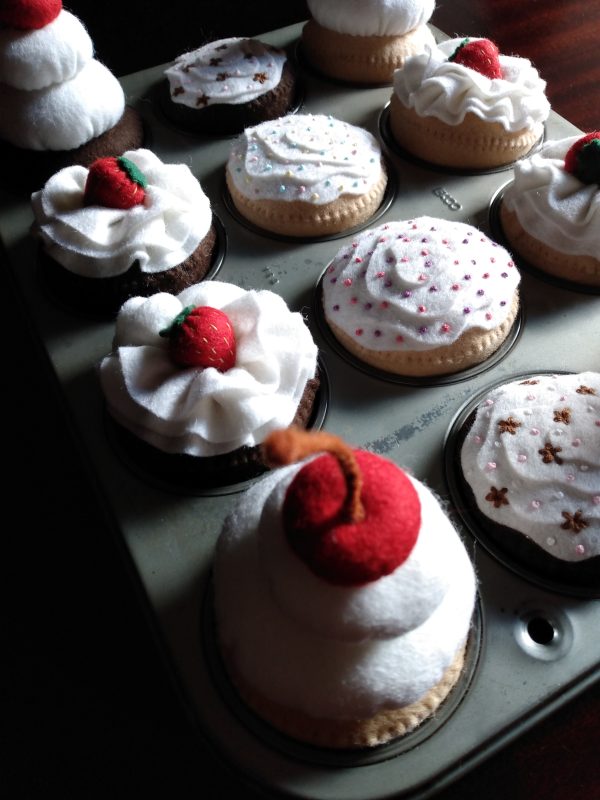 Wool Felt Set of Cupcakes | Set of 3 or 6 Cupcakes