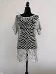 Mesh Crochet Poncho, Vintage Silver Metallic Top