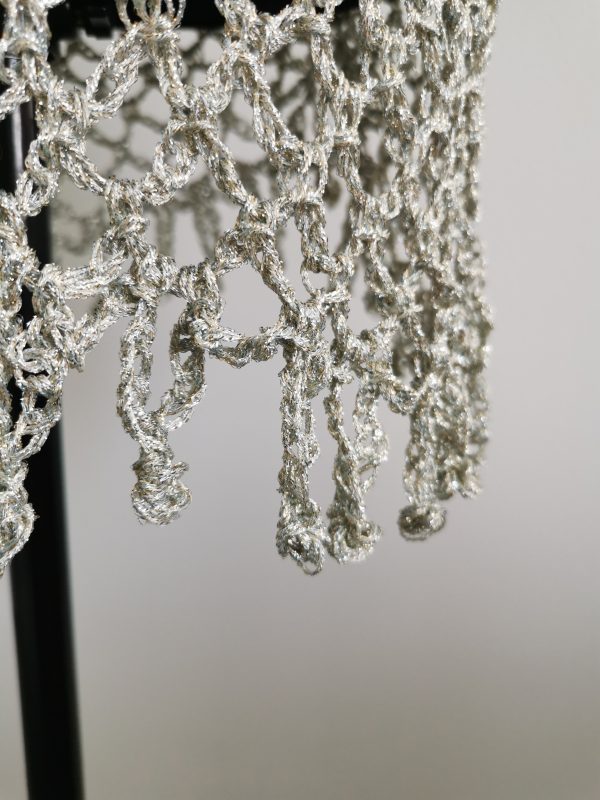 Mesh Crochet Poncho, Vintage Silver Metallic Top