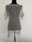 Mesh Crochet Poncho, Vintage Silver Metallic Top
