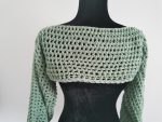 Crochet Mesh Sleeves, Light Sage Long Sleeve Top - S-XL, Handmade Crocheted Shoulder Shrug