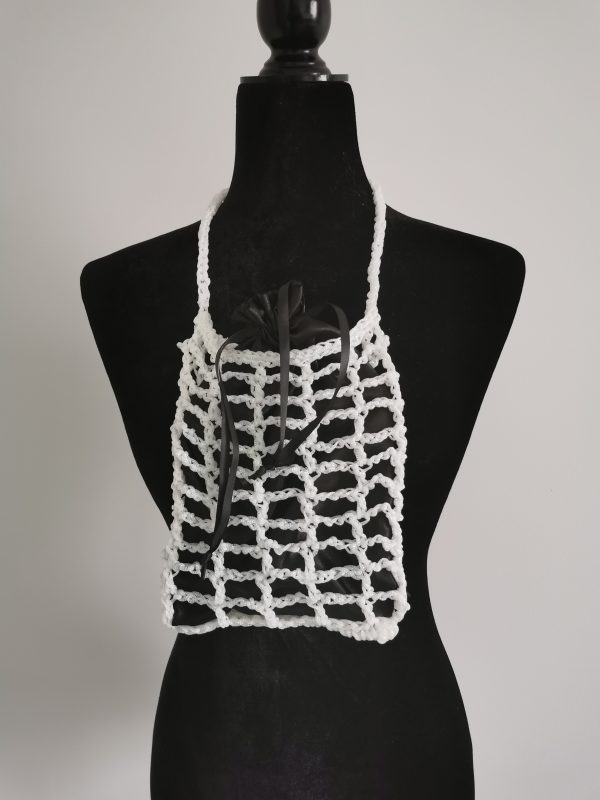 Handmade Metallic Woven Handbag - White Iridescent Purse