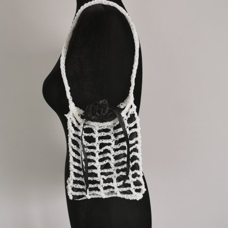 Handmade Metallic Woven Handbag - White Iridescent Purse