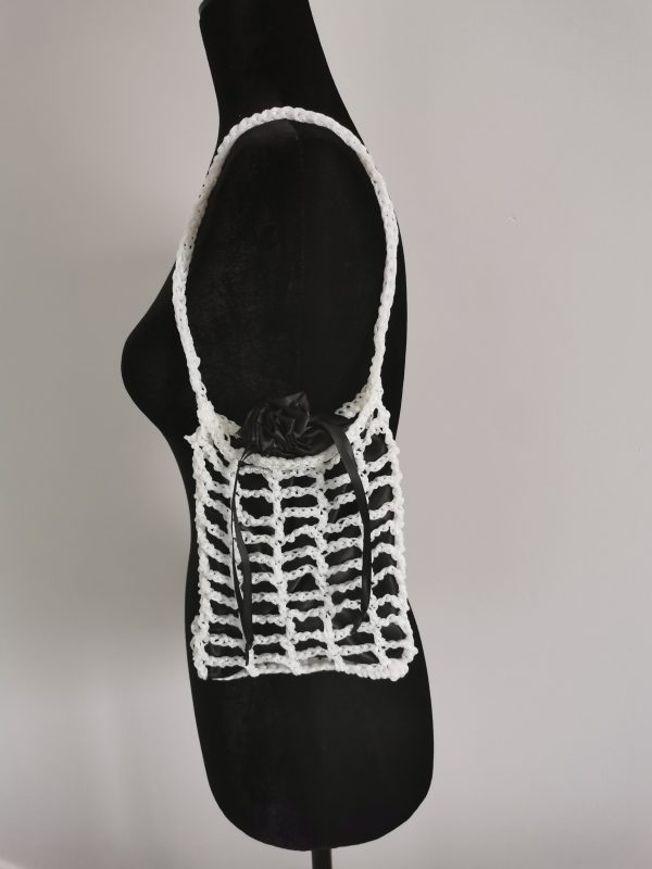 Handmade Metallic Woven Handbag - White Iridescent Purse