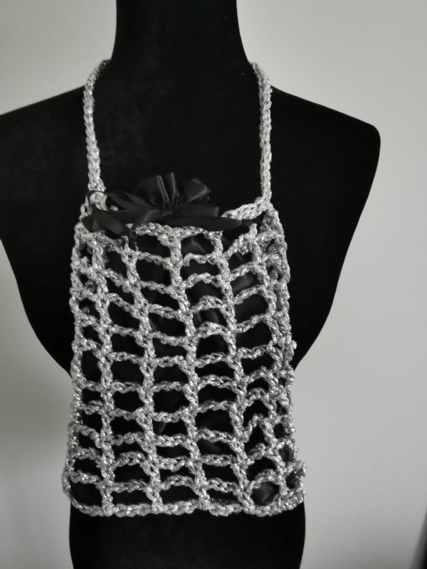 Handmade Metallic Woven Handbag - Silver Purse