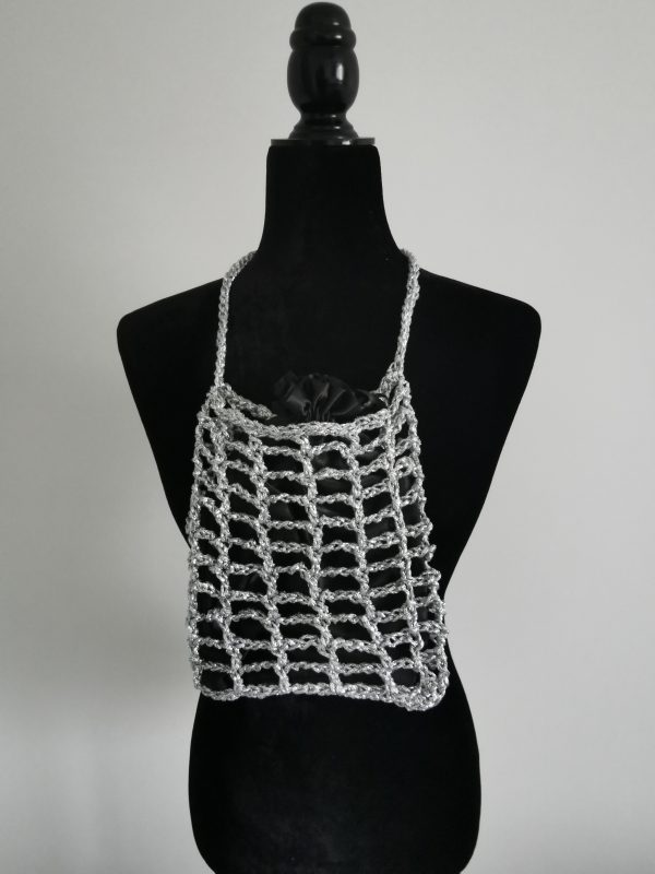 Handmade Metallic Woven Handbag - Silver Purse