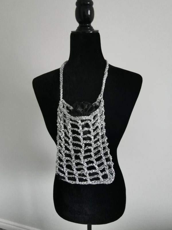 Handmade Metallic Woven Handbag - Silver Purse