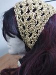 Crochet Bandana, Gold Metallic Head Scarf