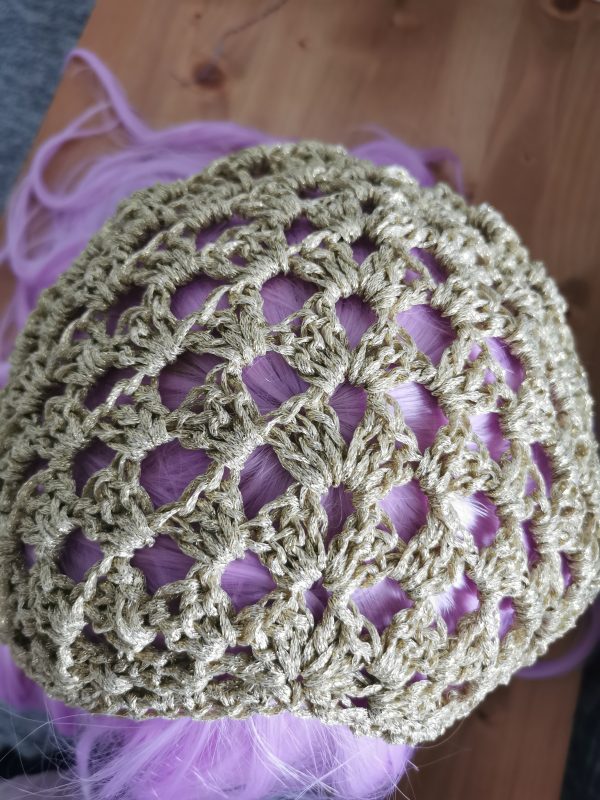 Crochet Bandana, Gold Metallic Head Scarf